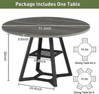 knoworld 51" Round Dining Table for 4-6, Kitchen Table with Storage Shelf, Heavy Duty Circle Pedestal Table for Small Spaces, Farmhouse Wood Dinner Table,Grey