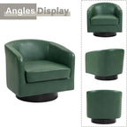 Lumibee Faux Leather Swivel Barrel Chairs Set of 2, Upholstered Comfy Round Swivel Accent Chair, 360° Rotation Single Sofa Club Armchair for Living Room, Reading Room, Bedroom, Green