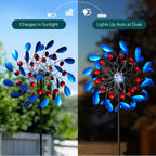 Solar Wind Spinners Outdoor, Colorful Large Garden Wind Spinners with Stake, Lawn Decor Windmill for Yard, Patio, Backyard (24'' W x 88'' H)