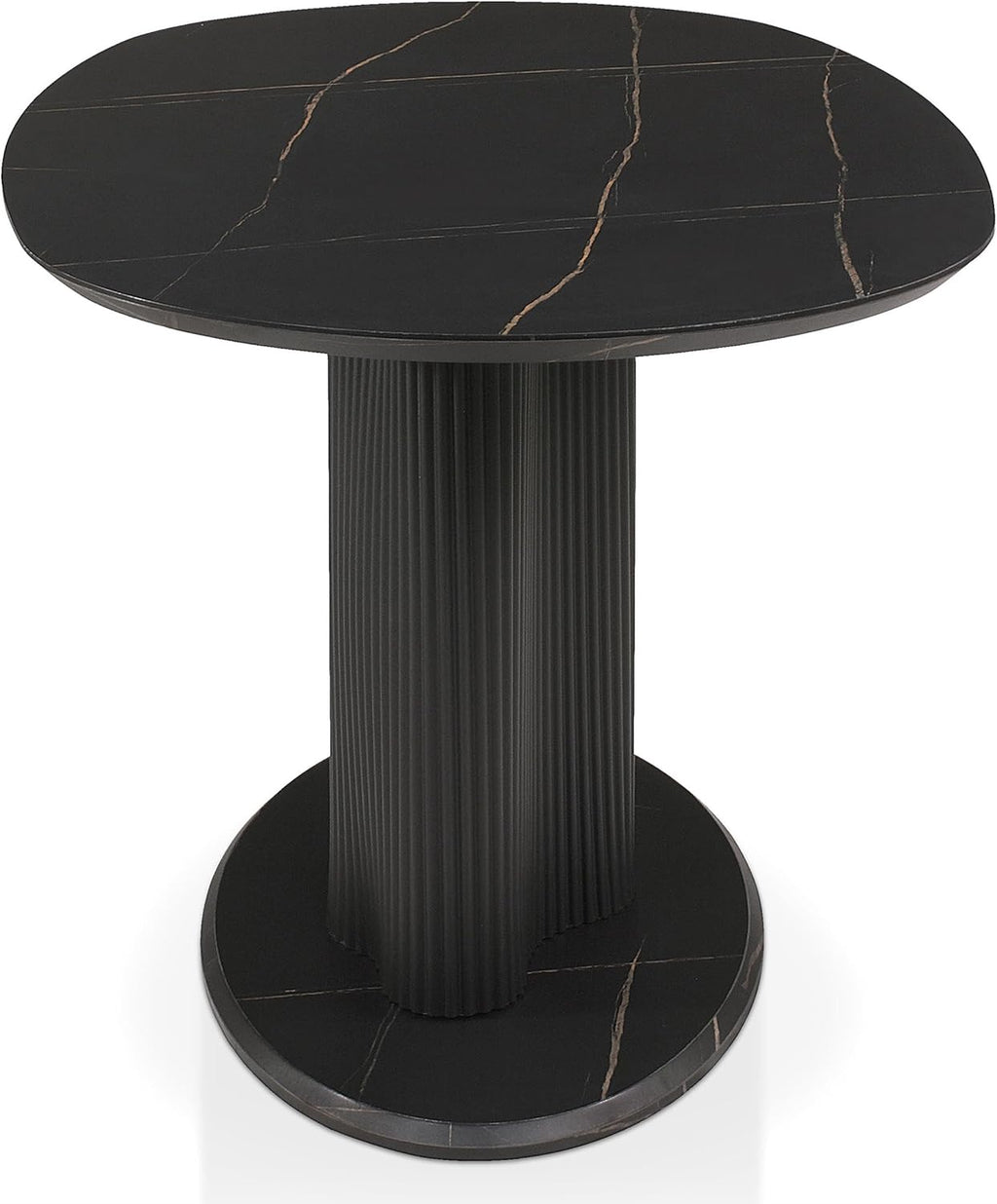 Homes: Inside + Out Elara Modern 54-inch Oval Dining Table with Fluted Pedestal Base, Seats up to 4, for Home Kitchen, Living Room, Black