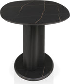 Homes: Inside + Out Elara Modern 54-inch Oval Dining Table with Fluted Pedestal Base, Seats up to 4, for Home Kitchen, Living Room, Black