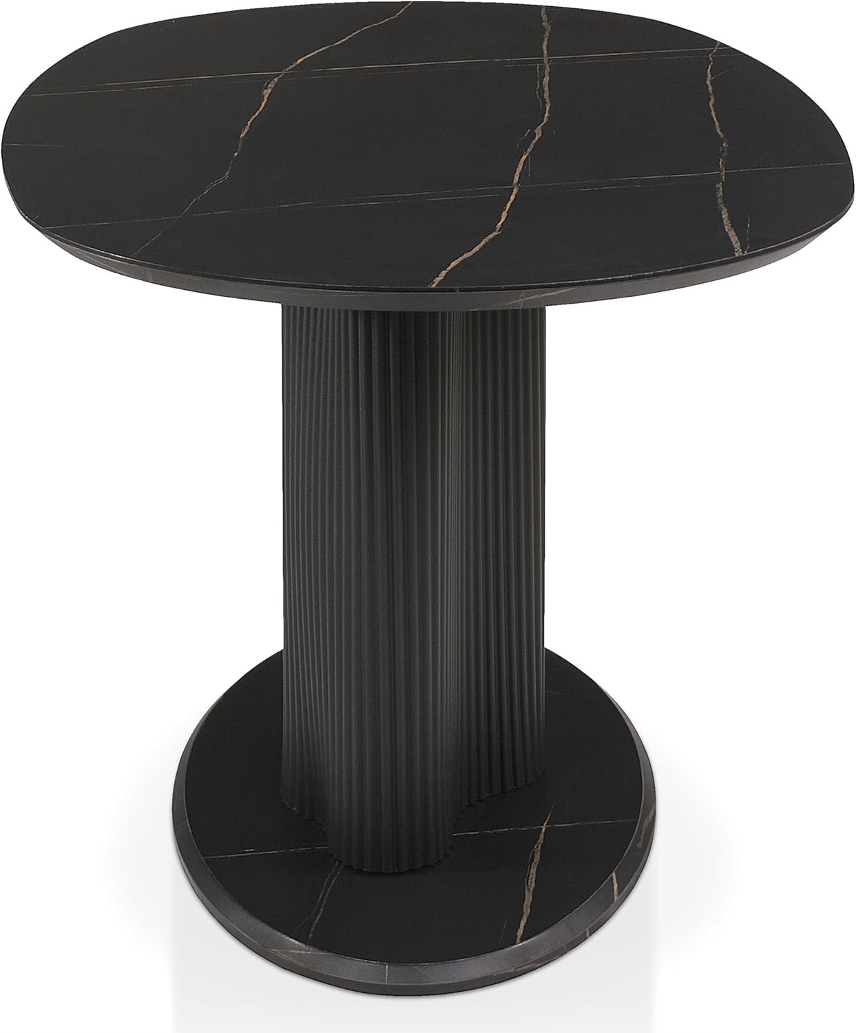 Homes: Inside + Out Elara Modern 54-inch Oval Dining Table with Fluted Pedestal Base, Seats up to 4, for Home Kitchen, Living Room, Black