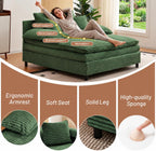 55" W Reclining Chaise Lounge Chair Indoor with 4-Gear Adjustable Backrest, Oversized Deep Seat Recliner with Comfy Pillows, Single Sleeper Sofa Bed, Cloud Couches for Living Room-Green