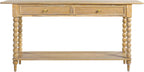 Christopher Knight Home Zeka Narrow Console Table with Storage, Wood Entryway Table with 2 Drawers and 1 Bottom Shelf, Retro Display Table with Unique Spherical Legs for Hallway, Living Room, Natural