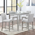 SOFTSEA Wooden Dining Table up for 4, Square Kitchen Table with Solid Wood Legs, 34.5 Inch Modern Dining Table with Spacious Tabletop, for Kitchen Living Room, Silver Grey