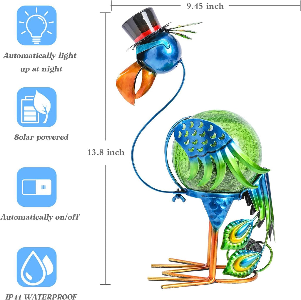 MUMTOP Peacock Solar Lights Outdoor, Solar Lantern Outdoor Decorative Waterproof LED Peacock Lights Tabletop Decorations for Patio Garden Yard Outside Decor, Peacock