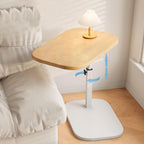 Pedestal Adjustable c Table for Small Spaces，C Shaped End Table Desktop can Turn 360° and the Height of the Sofa Small TV Tray Table Can be Adjusted for Couch