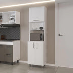 White Kitchen Pantry with 2 Pneumatic Door and Open Storage