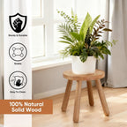 11.8" H Round Solid Wooden Stool Wood Plant Stand Woden Decorative Stool Garden Stool Portable Stand for Kitchen Bathroom Living Room Bedroom