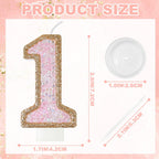 Minyu Iridescent Rhinestone Number Candles, Shimmering Sequins for Birthday Cake Decorations, Suitable for Birthdays, Anniversaries, Wedding Celebrations, and Dessert Table setups. (1, F)