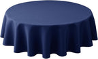 Biscaynebay Textured Fabric Round Tablecloths 70", Navy Water Resistant Table Cloth Circle Folding Table Covers for Dining, Kitchen, Wedding, Parties etc Machine Washable