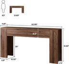 UNIQUITE 63-Inch Long Console Table with RGB LED Lights, Extra Wide and Thick Sofa Table Behind Couch, Farmhouse Entryway Table for Entrance, Hallway, Living Room, Brown