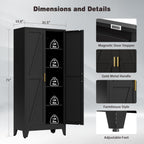 71" Tall Metal Pantry Cabinet, Kitchen Storage Cabinet with 2 Doors and 4 Adjustable Shelves for Kitchen, Living Room, Dining Room, Bathroom and Home, Office (Black, 1PC)