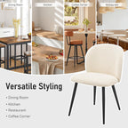 Upholstered Dining Chairs Set of 4, Modern Kitchen Side Chair with Padded Seat Comfortable Chenille Fabric Study Black Matel Legs,Desk Chair with Back for Dining Rooms, Beige
