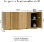 Yechen Buffet Cabinet with Storage, 55" Accent Sideboard Modern Credenza with Doors & Adjustable Shelves Fluted Media Console Wood Coffee Bar Table for Living Kitchen Dining Room