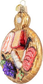 Old World Christmas Charcuterie Board Glass Blown Ornament for Christmas Tree, Handcrafted Holiday Decoration, Food Collection