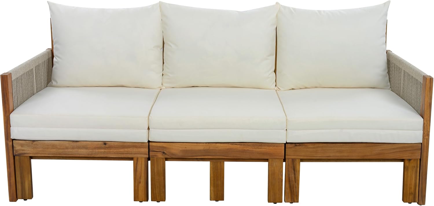 Outdoor Daybed Patio Sofa Bed 3 Seat Sunbed,Sleeper Couch for Patio, Backyard, Pool (Beige/3)