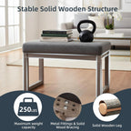 CangLong 27 Inch Wide Rectangle Ottoman Bench Grey Footstool, Linen Look Polyester Fabric for Living Room, Bedroom, Grey