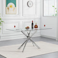 51in Glass Dining Table,Rectangular Kitchen Table for 4 Person with 0.39'' Tempered Glass Table Top and X-Design Metal Base,Modern Kitchen Dining Room Table for Home, Kitchen