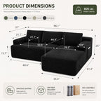Couch Comfy Sectional Couches for Living Room,U Shaped Modular Cloud Couch Sofa, Minimalist Modular Sectional Sofa with Deep Seat (Black, 96" L Shaped with Right Facing Chaise)