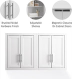 Crosley Furniture Savannah 2-Piece Wall Storage Cabinet, Cabinets for Laundry, Bathroom, Kitchen, White