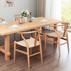 Polynices Wishbone Chair, Weave Modern Solid Wood Mid-Century Y Shaped Backrest Dining Chair (Natural)