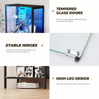 Glass Display Cabinet, 5-Tier Display Case with Adjustable Glass Shelves, Metal Curio Cabinet with 3 Color Lights for Collectibles, Bookcase with Human Body Sensor, Black