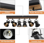 SEEBLEN 6-Light Track Light Fixtures Ceiling/Wall Mount, Adjustable Spotlight, Industrial Black Kitchen Lighting for Living Room, Dining Room, Hallway, Bathroom