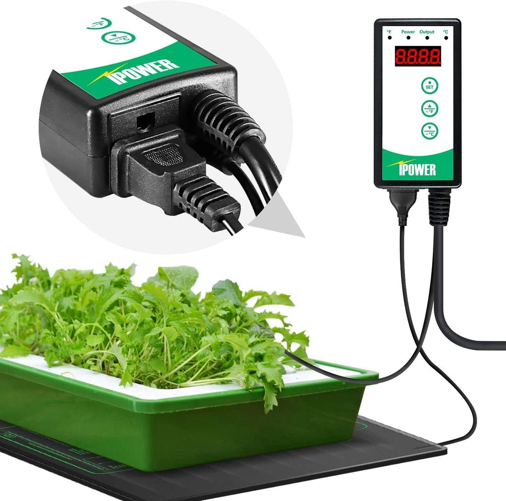 iPower 10" x 20.75" Waterproof Durable Seedling Heat Mat with Controller Warm Hydroponic Plant for Indoor Gardening Germination Starting