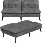 Vongrasig Futon Sofa Bed Velvet Futon Couch with Adjustable Backrest, Small Convertible Folding Sleeper Sofa Bed, Modern Loveseat for Living Room, Bedroom and Small Space, (Gray)