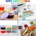 12pcs 8 oz Plastic Containers with Screw Lids, Reusable Clear Food Storage Containers with Pen and Brush for Snack Salad Fruit, Leakproof Small Freezer Containers, Microwave & Dishwasher Safe