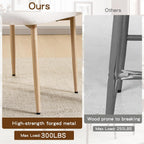 Furniliving Mid Century Modern Dining Chairs Set of 4, 300 lbs Capacity Upholstered Linen Kitchen Chairs with Natural Wood Grain Metal Legs and Ergonomic Curved Back, Beige