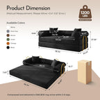 79" Convertible Futon Sofa Bed, Couch for Living Room | Black | Modular Sleeper Sofa, Corduroy Pull Out Floor Couch Loveseat with Fixed-Shape Frame, No Assembly