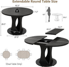 Einhomn 59" Extendable Round Dining Table for 6-8, Kitchen Table with Sturdy Double Arc Base & Backboard Clasp Desktop, Mid-Century Modern Dinner Table, Kitchen Dining Room, Space Saving, Black