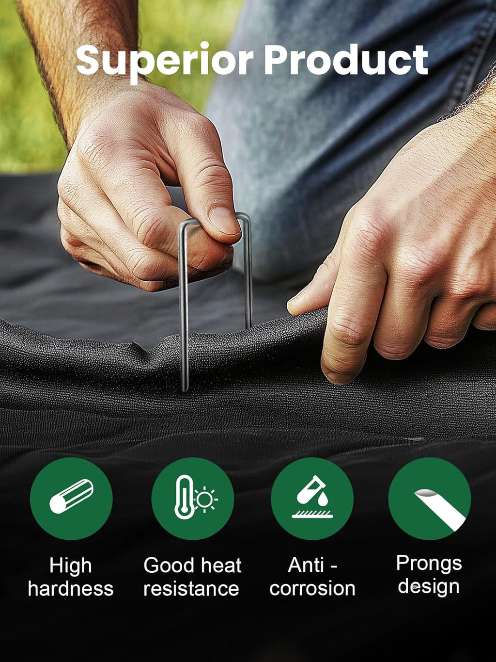 GROWNEER 100 Packs 12 Inches Landscape Staples Heavy Duty 11 Gauge Galvanized Steel Garden Stakes Staples Securing Pegs for Securing Weed Fabric Landscape Fabric Netting Ground Sheets and Fleece