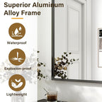 HARRITPURE 24"x36" Framed Bathroom Mirror for Wall Rectangle Mirror Aluminum Alloy Frame Wall-Mounted for Farmhouse Entryway Bedroom Living Room Black