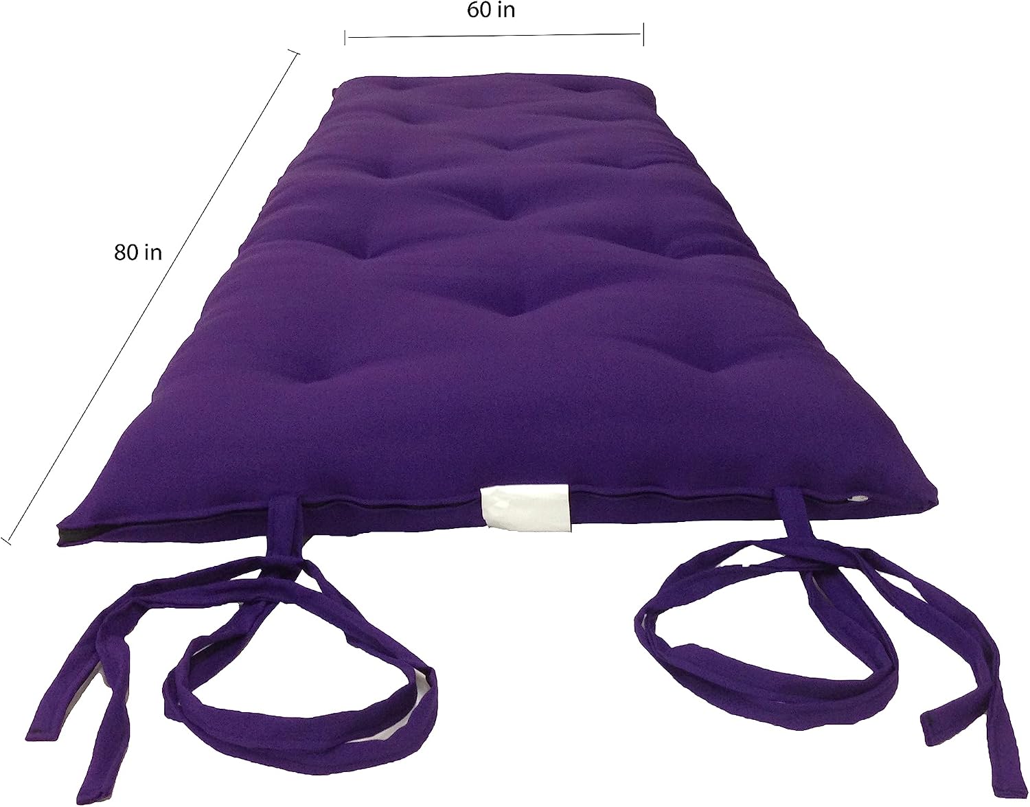 D&D Futon Furniture Queen Size Traditional Japanese Floor Rolling Mattresses, Cotton Batting/Foam/Polyester Batting, Shikifuton, Tatami, Mat 80 x 60 x 3 Thick, Purple