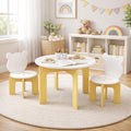 3-Piece Table & Chair Set, Cute Bear-Back Chairs | Ages 3-8 Boys & Girls | Solid Wood Legs | Safe Rounded Corners | Playroom,Daycare, Classroom,Home Activity