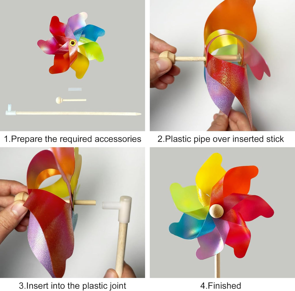 IilLittle 10 Pack Rainbow Pinwheel, No Assembly Required, Pinwheels for Kids, Pinwheels for Yard and Garden, Kids Party Decoration, Lawn Decoration, Picnic Party Decorations