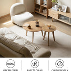 100% Solid Oak Wood Mini Coffee Table, Round Cofffe Tables Side Table w/Solid Wood Legs, Walnut Mid Century Table for Bedroom Balcony Living Room (23.62" D x 13.78" H)