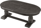 Mid-Century Modern Wooden Dining Table Extendable Oval Dining Table with 18" Leaf and Heavy Duty Column Legs, 76-inch Oversized Oval Wood Diningtable