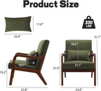 Achicsofar Accent Chair Mid Century Modern Armchair with Lumbar Support Pillow Wood Legs PU Leather Upholstered Lounge Chairs Comfy High Back Cushion for Living Room Bedroom