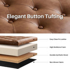 63.78" Inch Storage Bench for Bedroom Faux Leather End of Bed Bench with Storage Upholstered Ottoman Foot Rest with Rolled Arms for Bedroom Living Room Holds Up to 700 Lb Brown