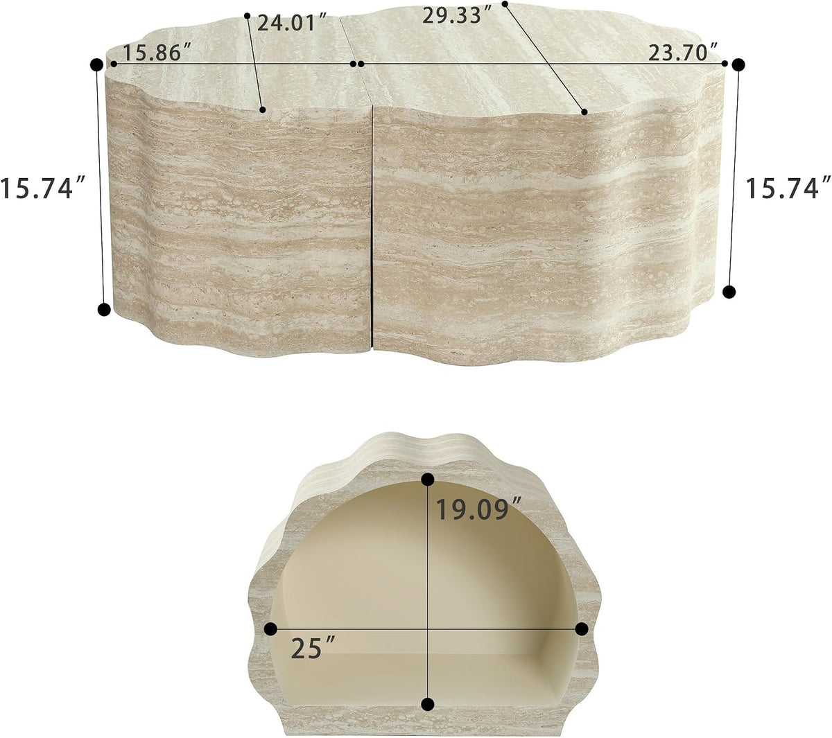 Round Nesting Coffee Table Set of 2, Wood Nesting Side End Tables | Pre-assembled, Fits Pets, Fits Apartment Office Balcony, L29.33xW23.70 & L24.01xW15.86 Inch, Elegant Minimalist