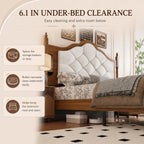 Queen Size Bed Frame with 51" Tall Wingback Headboard, Fabric Upholstered Wooden Platform Bed Frame, No Box Spring Needed, Solid Wood Legs