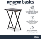 Amazon Basics Portable Foldable TV Tray Table with Storage Rack, Space-Saving Design, 15" x 19" x 26", Black, 4-Pack