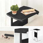 HOOBRO C Shaped End Table, 28.3" Side Table for Small Spaces, Couch Table with Storage Bag, Slide Under Sofa Side Table, for Living Room, Bedroom, Black BB40SF01