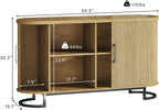 HUAHUU Sideboard Buffet Cabinet with Storage, 54.3" Fluted Tambour, Adjustable Shelves, Mid Century Modern Console for Living Room Kitchen
