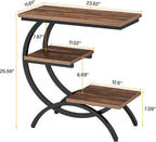 Tribesigns C Shaped End Table, Small Side Table for Couch, Industrial 3-Tier Couch Table, Wood Bedside Table, C Side Table for Small Spaces, Living Room, Dark Brown