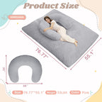 Homguava Giant Bean Bag Chair for Adults with Pillow, 4 in 1 Convertible Floor Cushion for Adluts, Memory Foamed Bean Bag Lounger with Washable Cover for Living Room, Bedroom